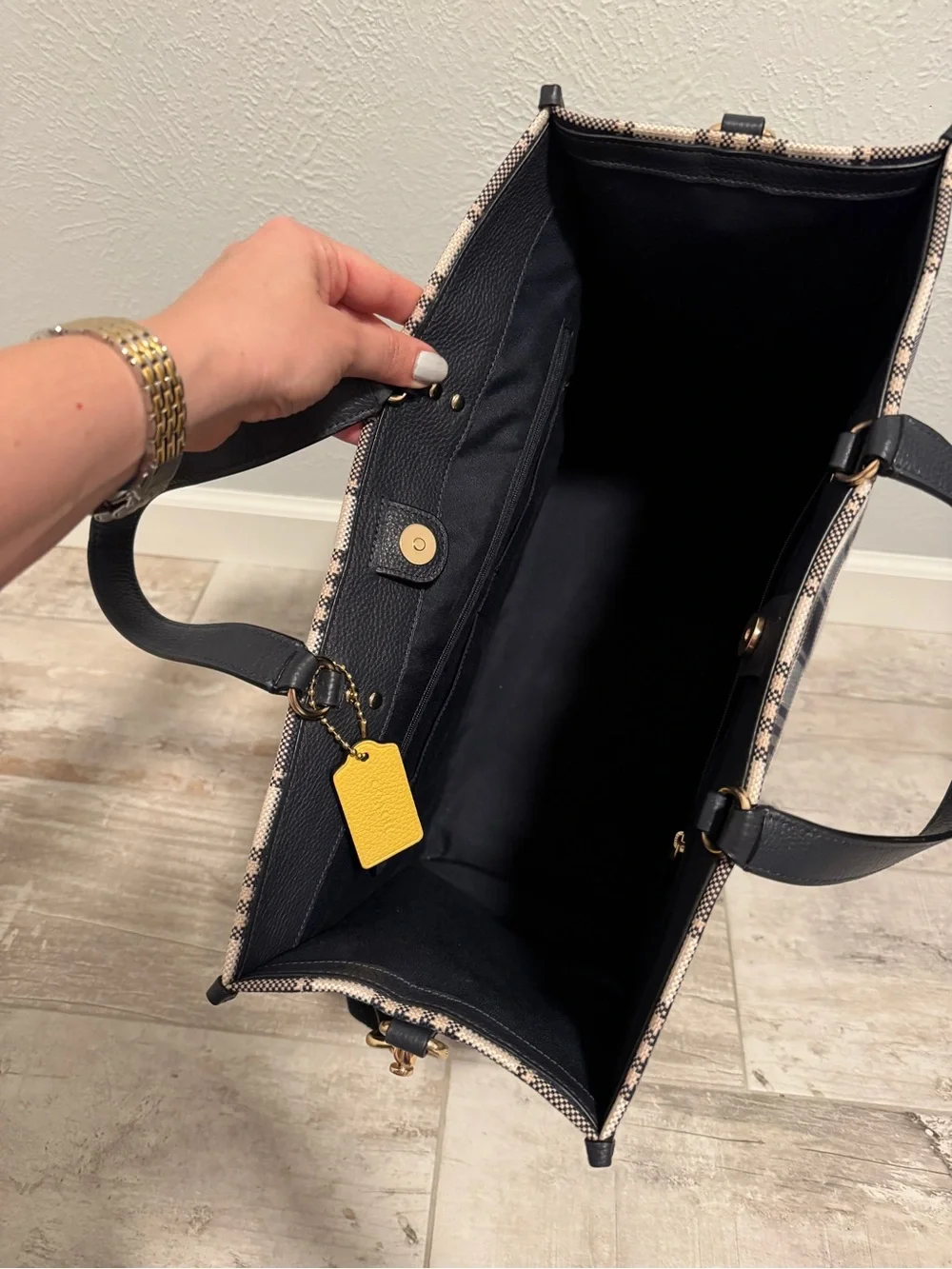 Coach Dempsey Carryall with Garden Plaid Print and Coach Patch